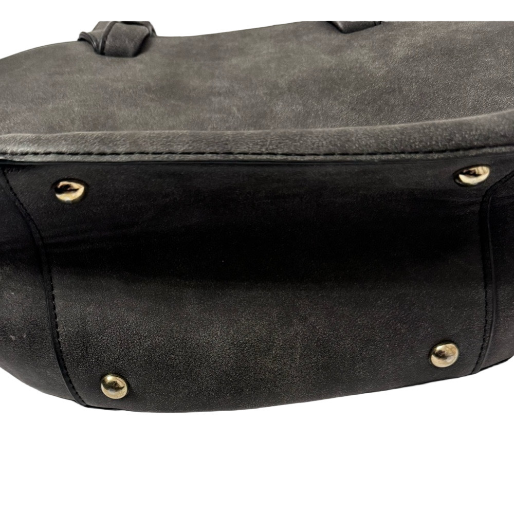 MoDA-NewYork Faux Leather Gray Handbag with Double Handles & Shoulder Strap - Picture 3 of 6